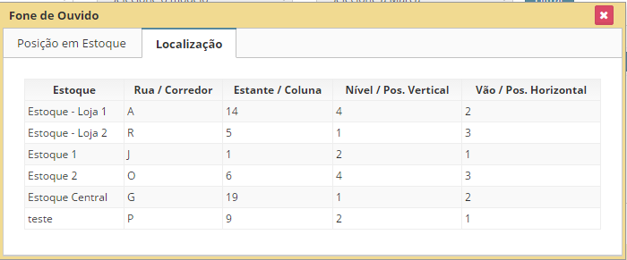 Consulta - Endereçamento do Estoque