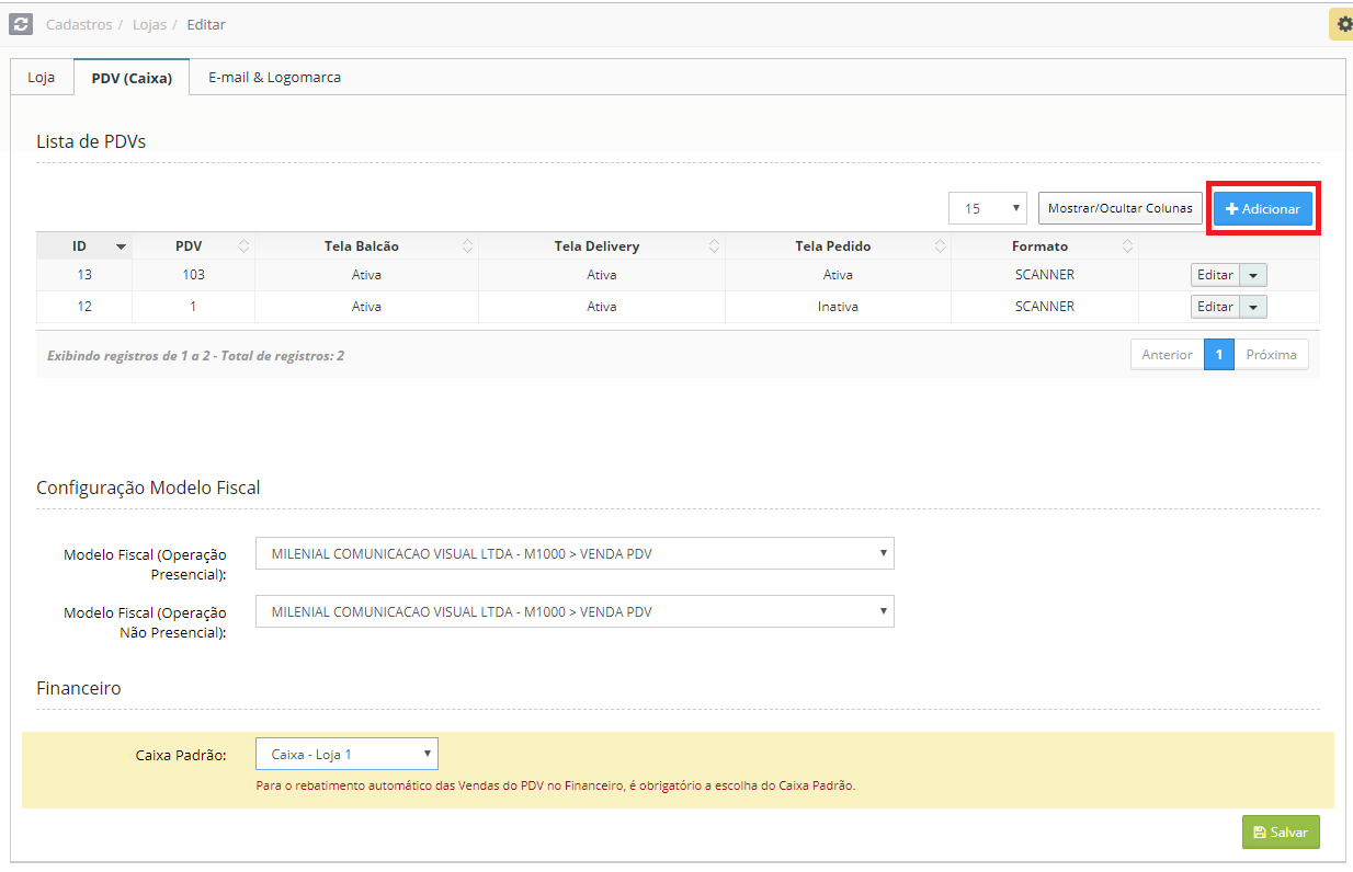 PDV Caixa_Adicionar