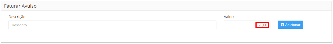 Faturar Avulso - Desconto