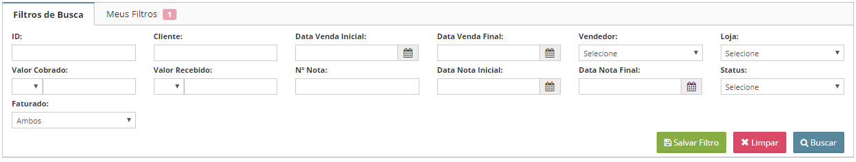 filtro venda pdv