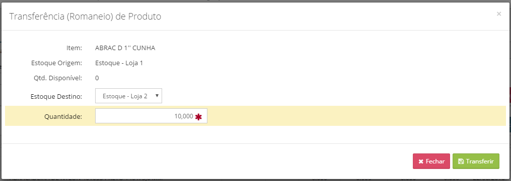 transferir estoque