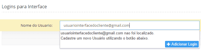 Adicionar Login Interface Cliente