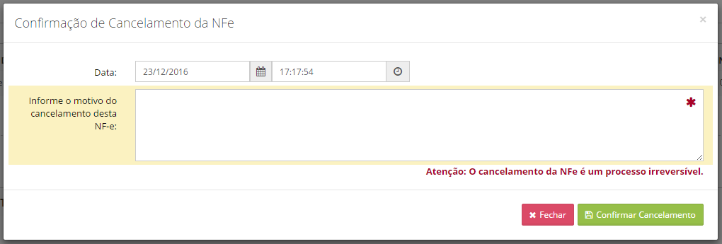 Confirmação de Cancelamento NFE