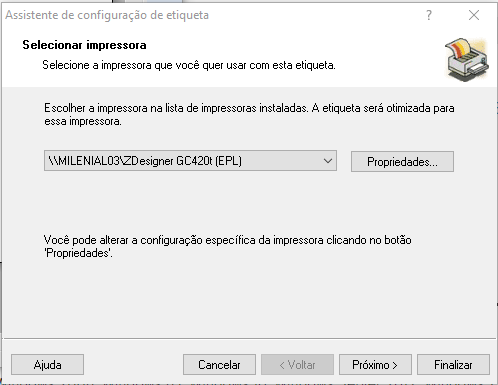 seleção impressora zebra 1