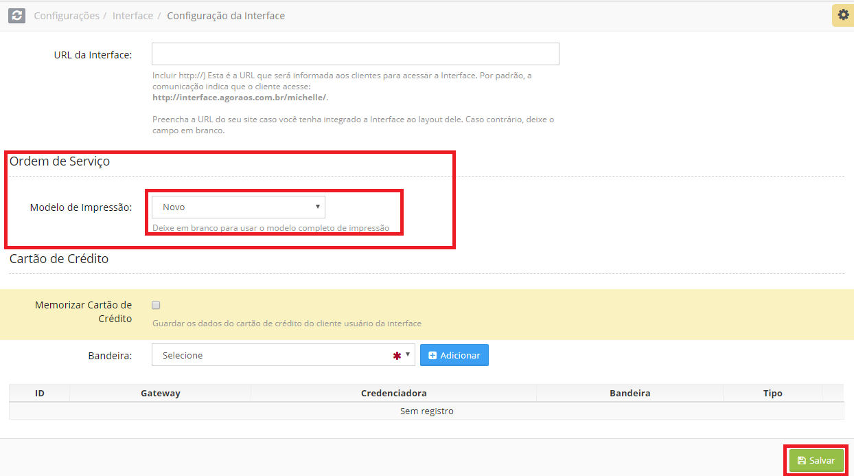 config_interface_Modelo de Impressão