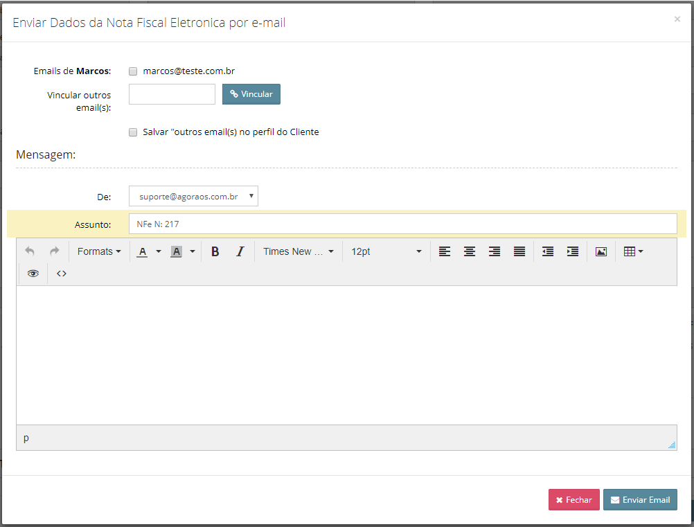 enviar email nfe fatura
