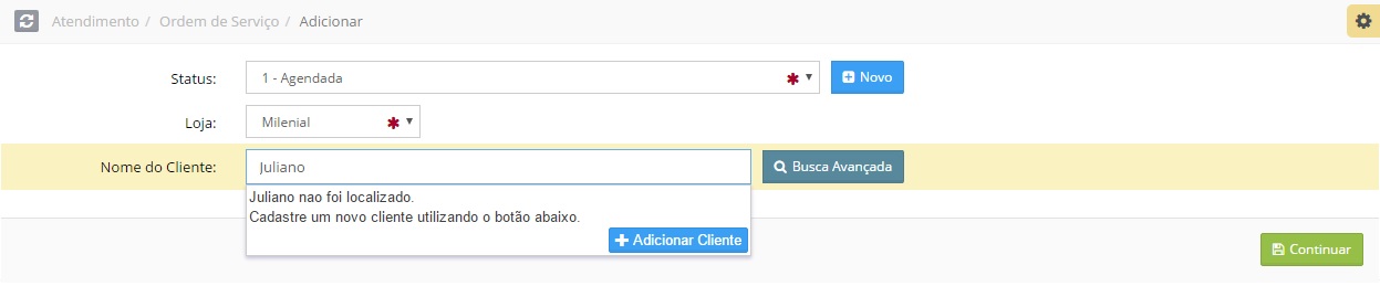 Adicionar Cliente OS