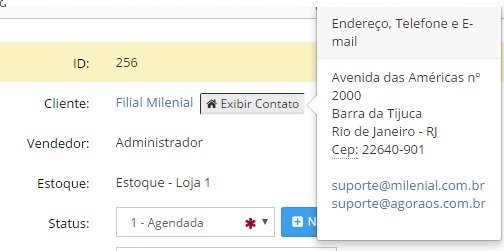 Nome do cliente e exibir contato2