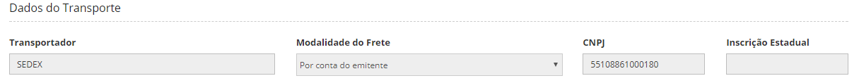 dados do transporte