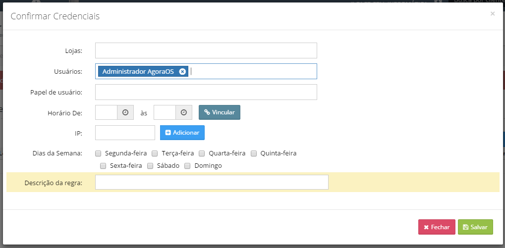 Credenciais firewall