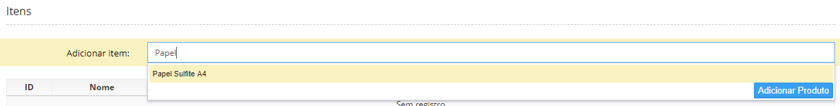 adicionar item requisição 1